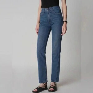 Denim Co. Medium Wash Blue High Waisted Cotton Straight Leg Jeans Size 8